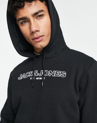 Jack & Jones logo hoodie in black