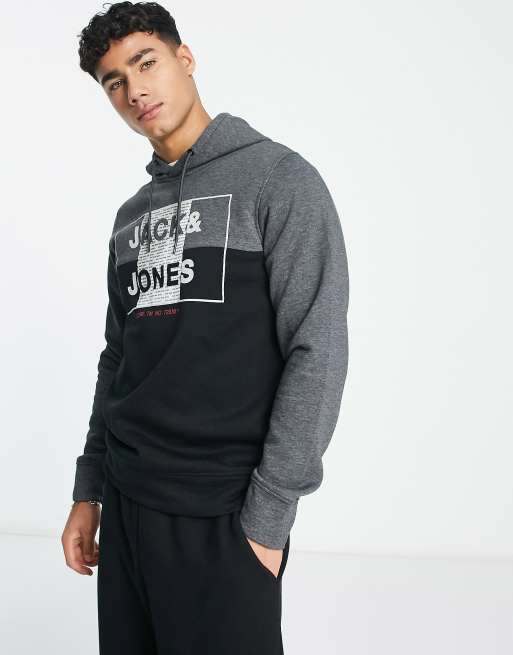 Jack & Jones logo hoodie in black | ASOS