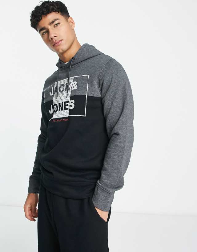 Jack & Jones logo hoodie in black