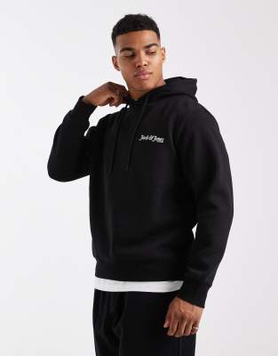 Jack & Jones Logo Hoodie In Black