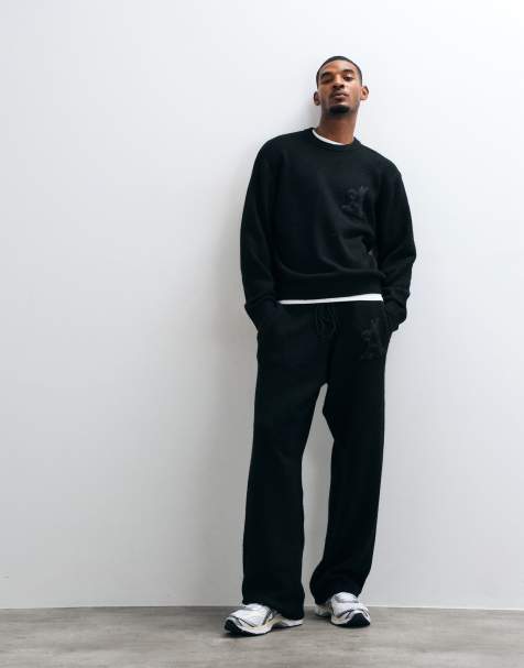 Jack & Jones logo knit trackies in black - view 1