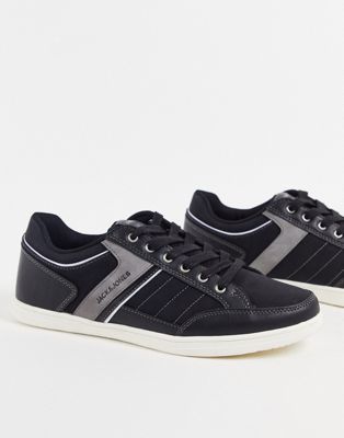 Jack & Jones logo lace up trainers in black