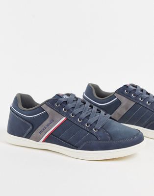Jack & Jones logo lace up trainers in navy