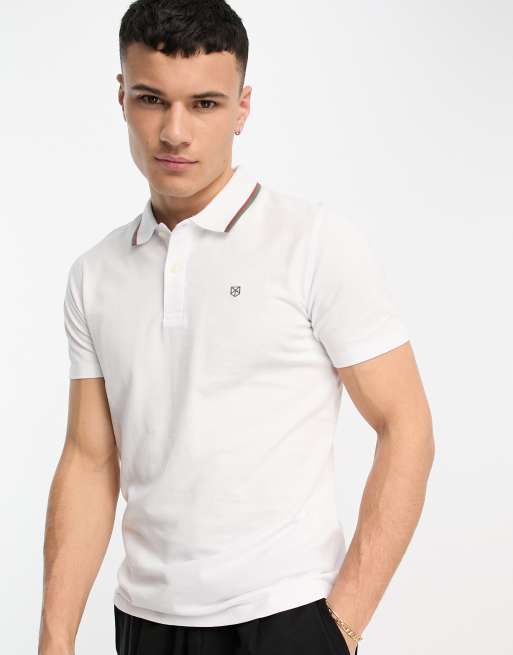 Jack & Jones logo polo in white | ASOS