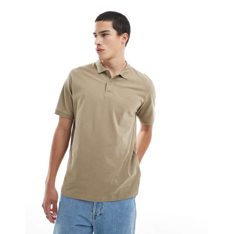 Jack & Jones logo polo shirt in beige | ASOS
