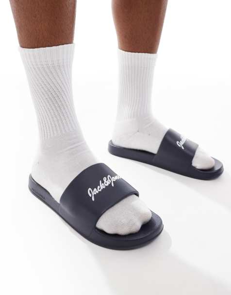 Jack & Jones logo slider in navy - view 1