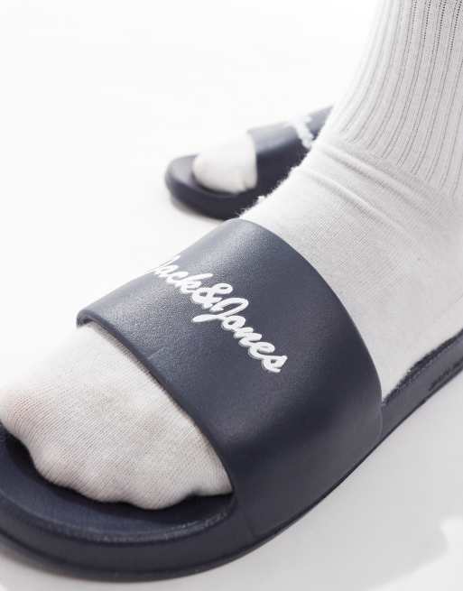 Jack & Jones logo sliders in navy , 2 of 4