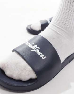 Jack & Jones Logo Slides In Navy