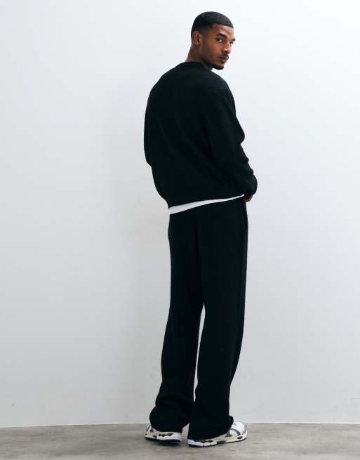 Jack & Jones logo-strikkede joggingbukser i sort, 3 af 5