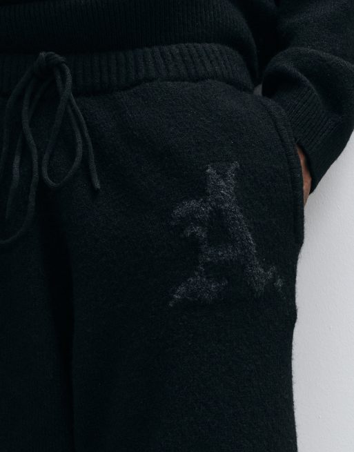 Jack & Jones logo-strikkede joggingbukser i sort, 5 af 5