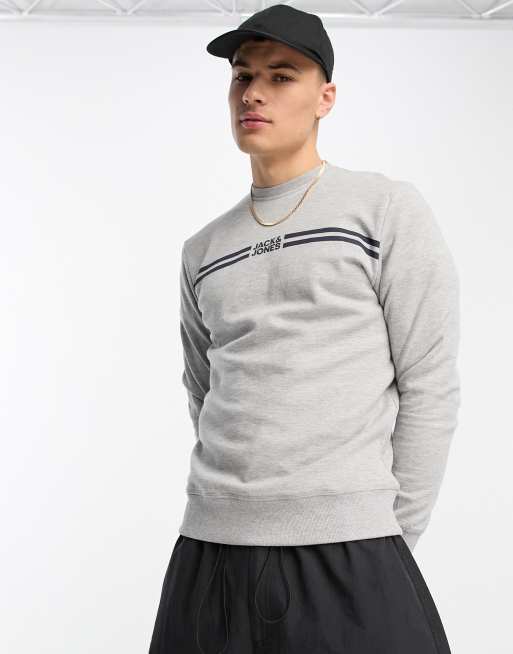 Jack & Jones logo sweatshirt in light grey