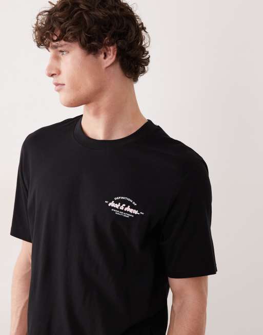 Jack & Jones logo t-shirt and jersey shorts set in black, 4 of 5