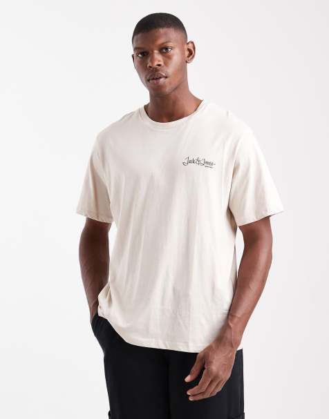 Jack & Jones logo t-shirt in beige - view 1