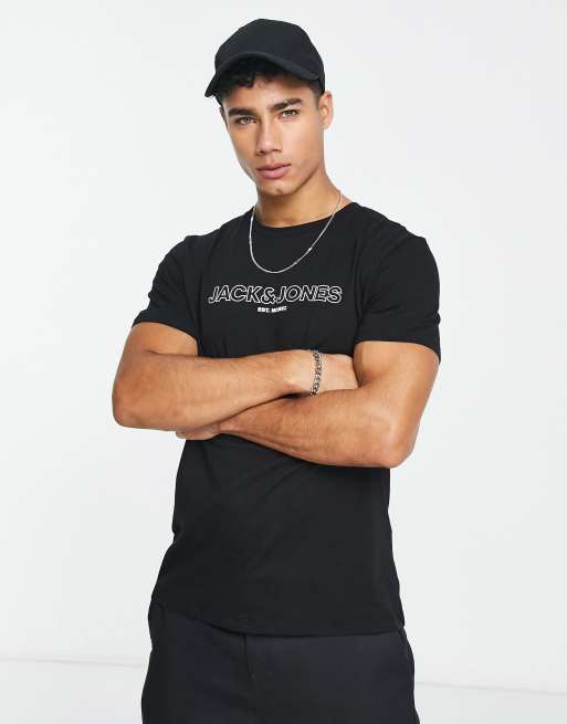 Jack & Jones logo t-shirt in black | ASOS