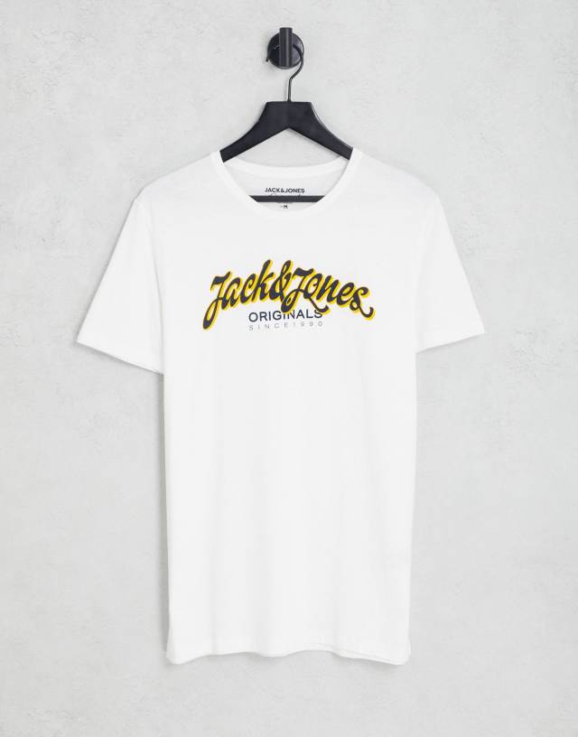 Jack & Jones logo t-shirt in off white