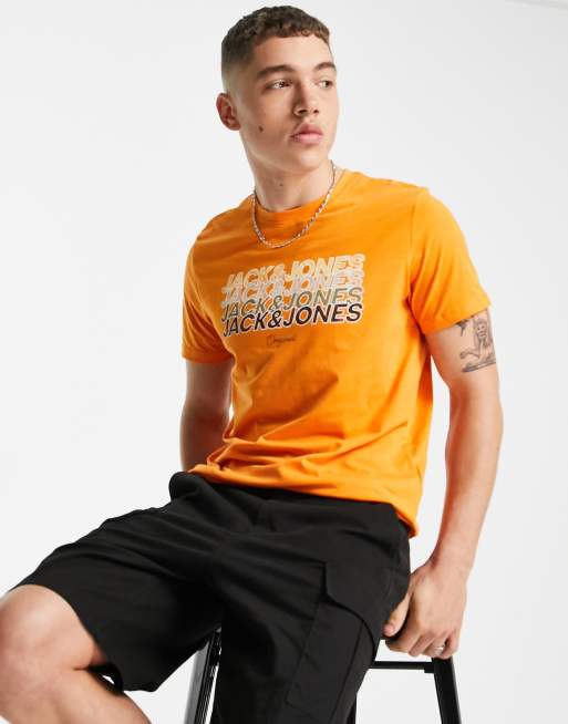 Jack and jones hot sale orange t shirt