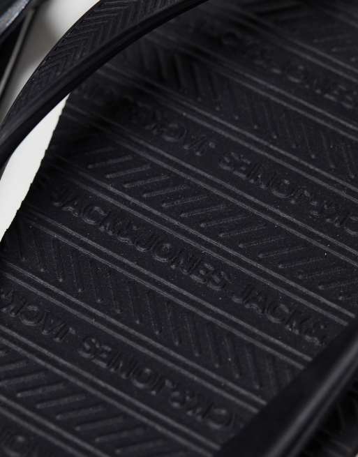 Jack & Jones logo thongs in black , 3 of 4