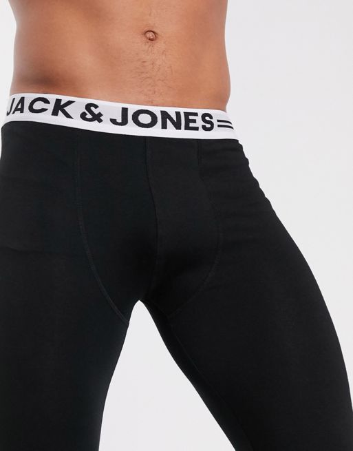 Jack & Jones long johns with logo waistband in black