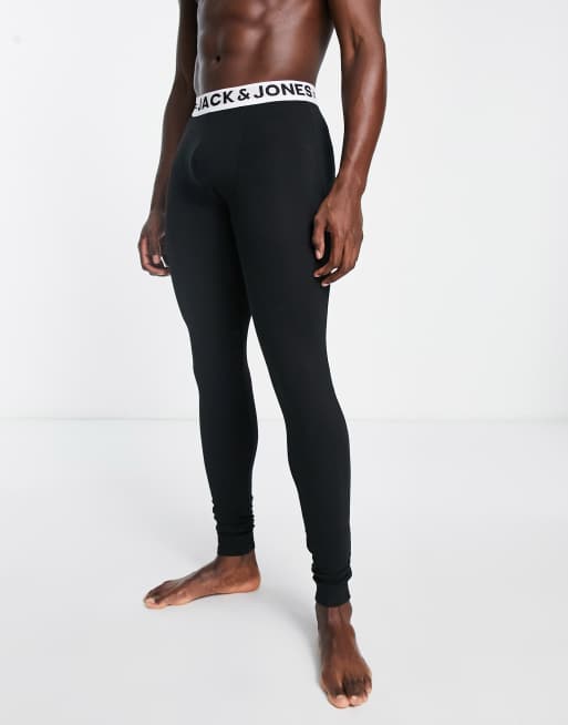 Jack & Jones long johns with logo waistband in black | ASOS