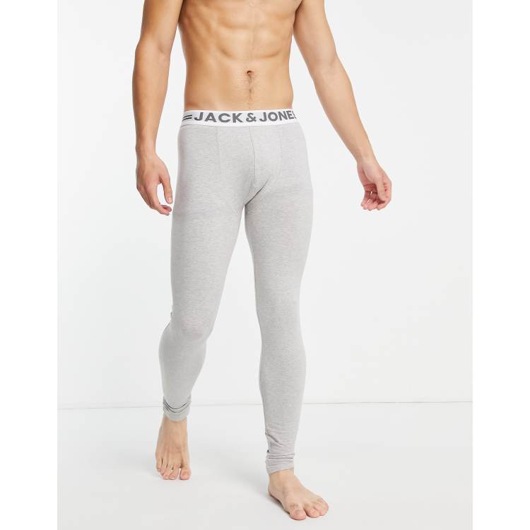 Jack & Jones long johns with logo waistband in gray