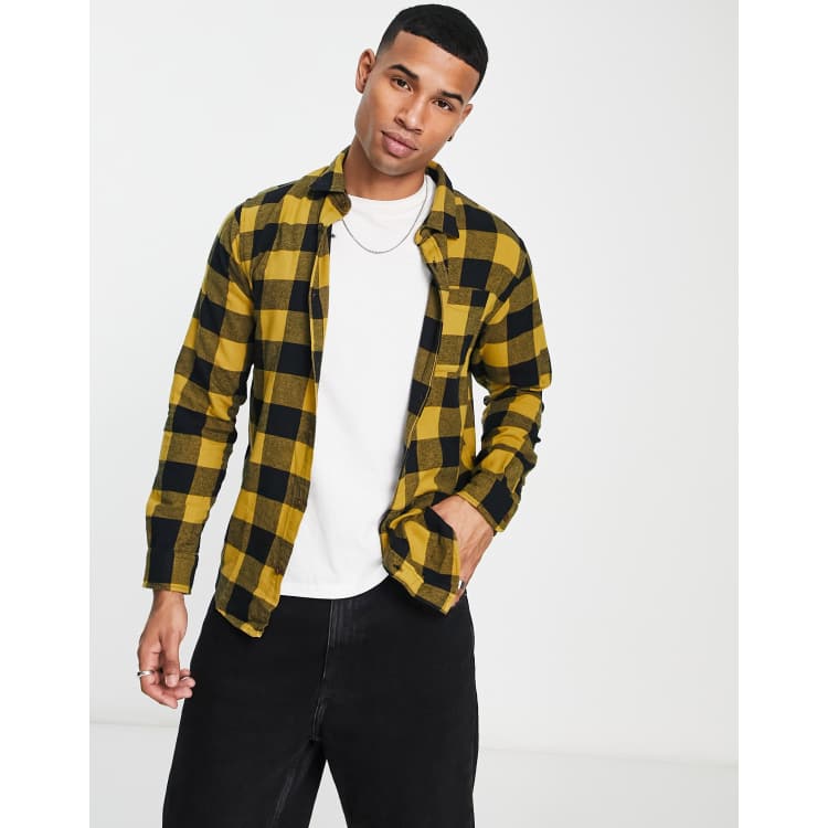 yellow and black flannel shirt mens