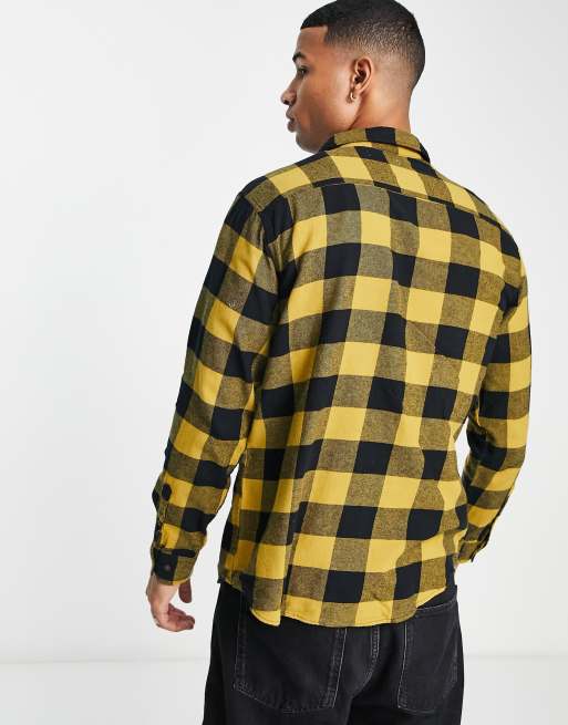 Mens yellow and black hot sale shirt