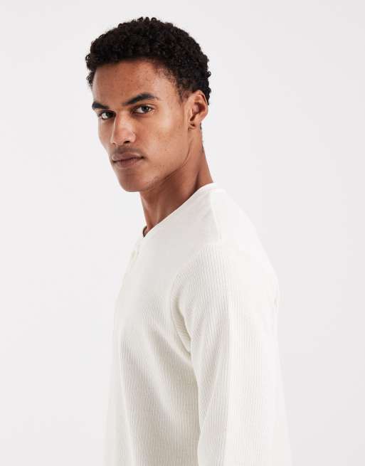 Jack & Jones long sleeve henley top in cream | ASOS