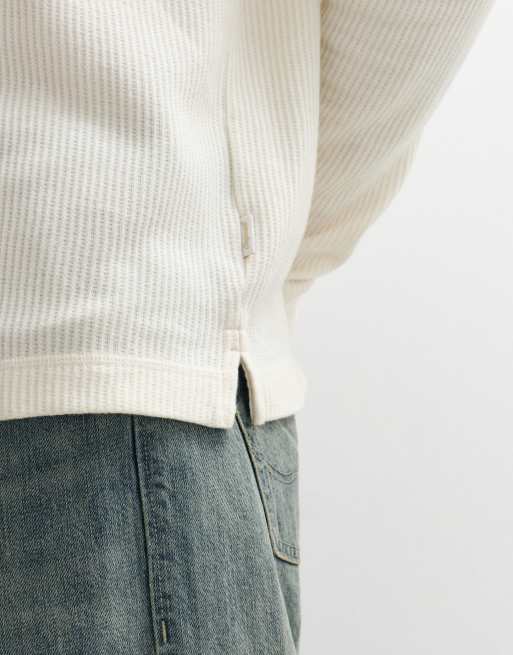 Jack & Jones long sleeve henley top in cream, 5 of 5