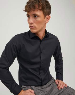 Jack & Jones long sleeve shirt in black - view 1