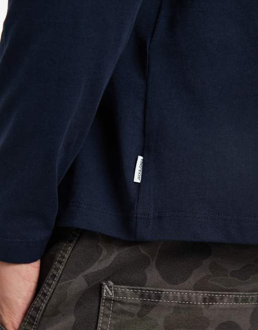 Jack & Jones long sleeve T-shirt in navy, 5 of 5