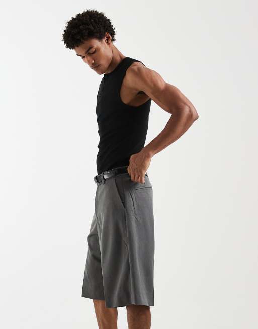 Jack & Jones longline tailored shorts in grey, 4 of 5