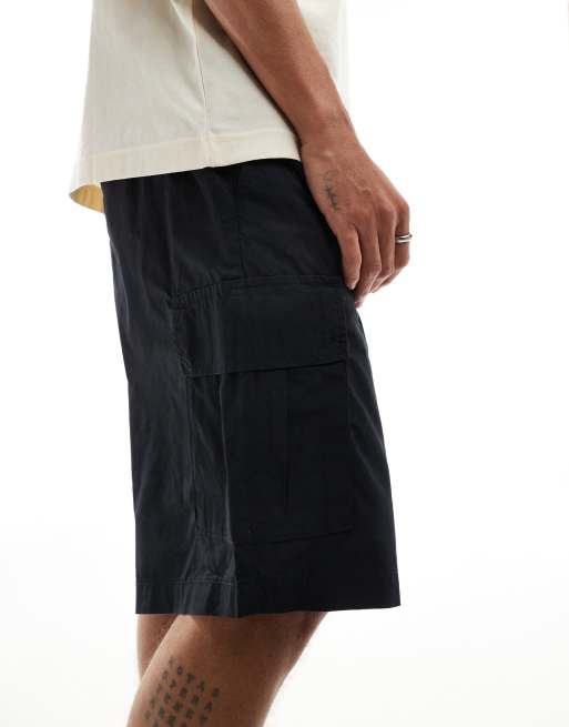 Jack & Jones loose cargo shorts in black