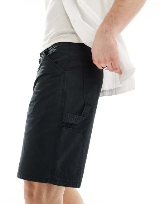 Jack & Jones loose carpenter shorts in black