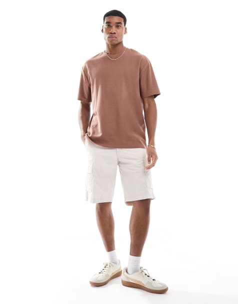 Jack & Jones loose fit cargo short in off white - view 1
