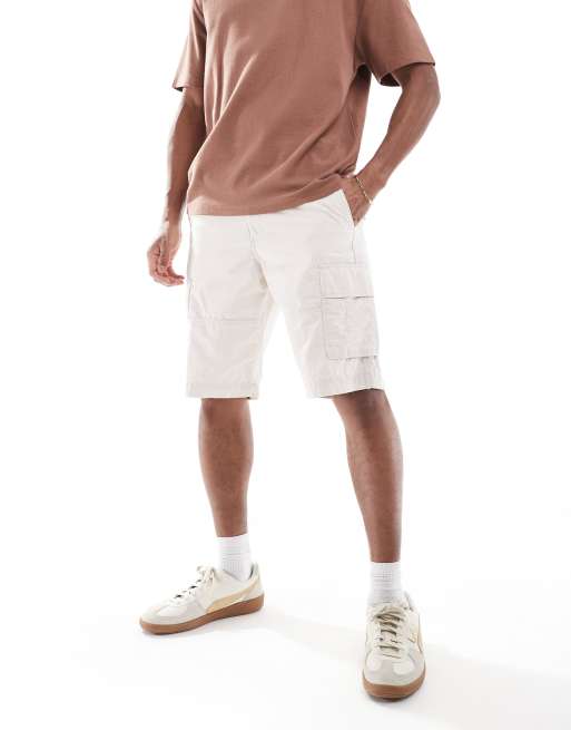 Jack & Jones loose fit cargo short in off white