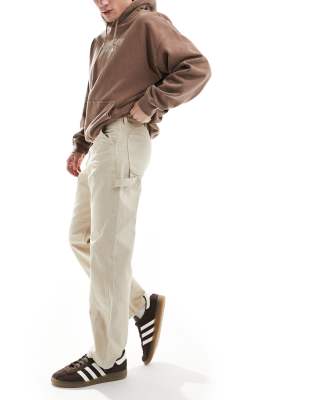 Jack & Jones Loose Fit Carpenter Pants In Beige-neutral