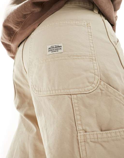 Jack & Jones loose fit carpenter pants in beige 