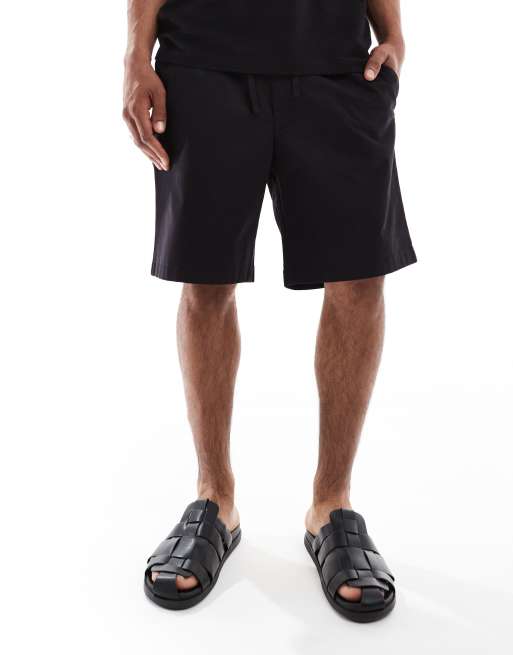 Jack & Jones loose fit chino shorts in black