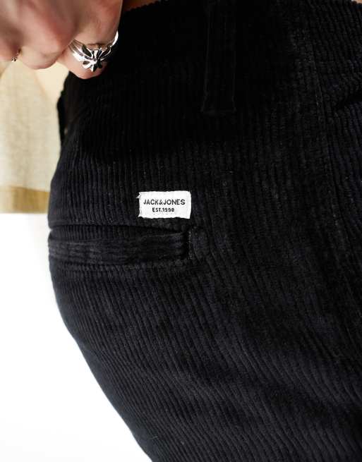 Jack & Jones loose fit cord cargo trouser in black , 3 of 5
