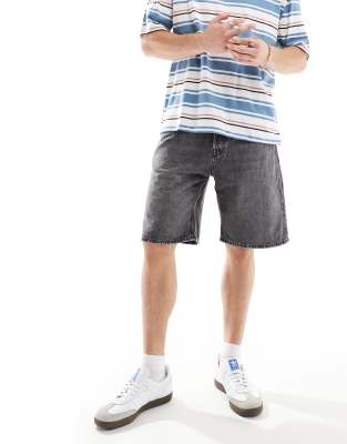 Jack & Jones Jack & Jones loose fit denim shorts in black acid wash