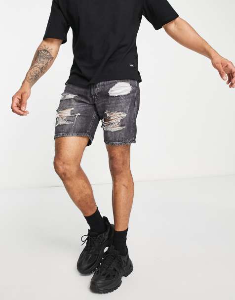 black distressed shorts mens