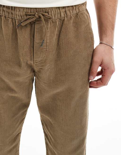 Jack & Jones loose fit drawstring cord pants in tan | ASOS