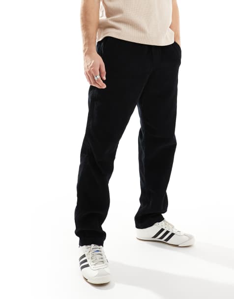 Jack & Jones loose fit drawstring cord trouser in black - view 1
