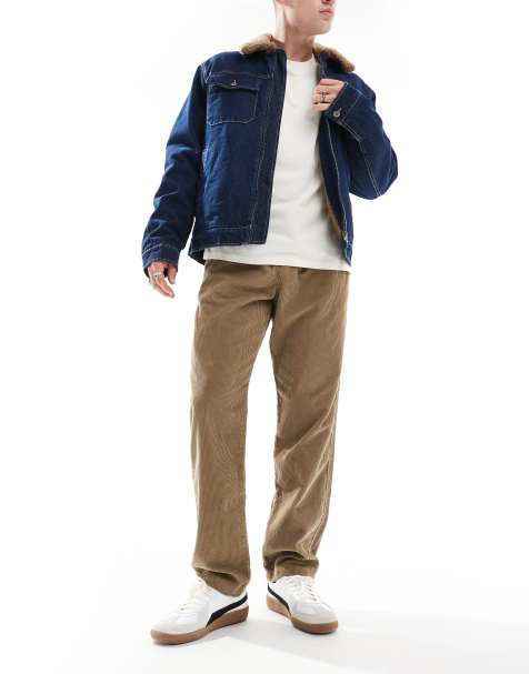 Jack & Jones loose fit drawstring cord trouser in tan - view 1