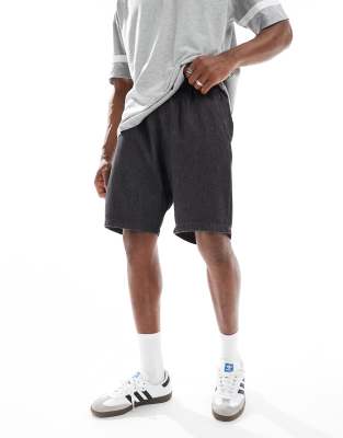 Jack & Jones Jack & Jones loose fit drawstring light denim short in black wash