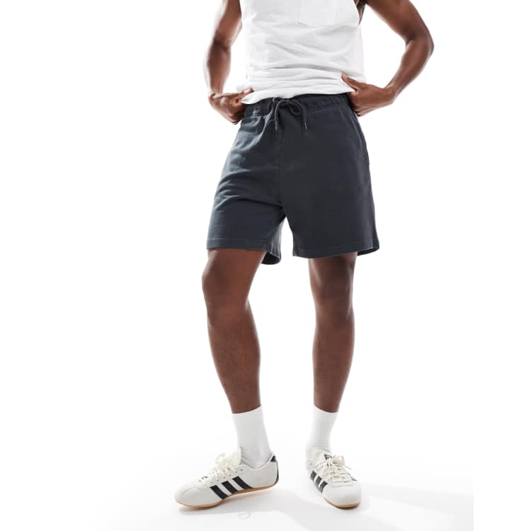 【Anyone more】Ile Grey Washing Half Pants Gildan Men's Charcoal Gray Open Leg Hems Pocket Drawstring