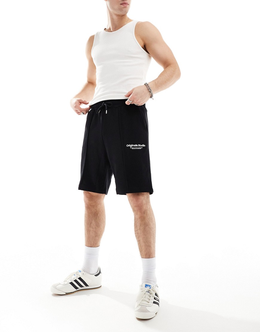 Jack & Jones Loose Fit Jersey Shorts With Logo In Black