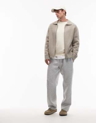 Jack & Jones Jack & Jones loose fit jogger in grey marl in Scuba-Style Fabric