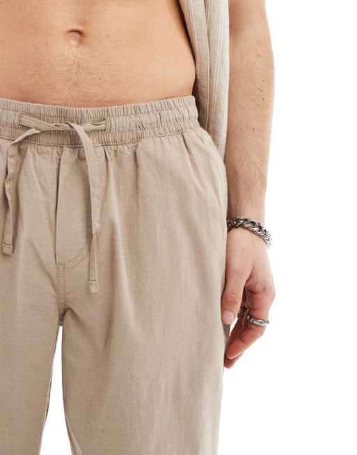 Jack & Jones loose fit linen mix pants in beige