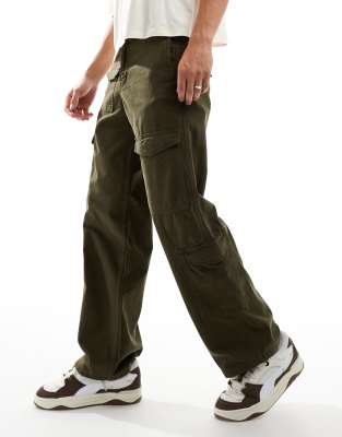 Jack & Jones Loose Fit Multi Pocket Cargo Pants In Khaki-green